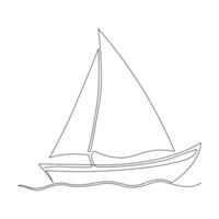 Continuous single line drawing on sailboat vactor art. vector