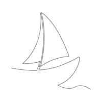 Continuous single line drawing on sailboat vactor art. vector