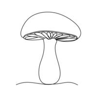 Continuous single line drawing of mushroom vector art illustration minimalist design.