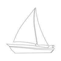 Continuous single line drawing on sailboat vactor art. vector