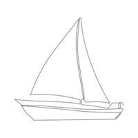 Continuous single line drawing on sailboat vactor art. vector