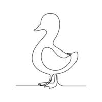 Continuous One line Vector duck outline simple icon, duck bird single line art vector drawing.