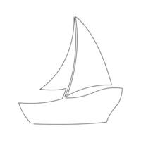 Continuous single line drawing on sailboat vactor art. vector