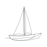 Continuous single line drawing on sailboat vactor art. vector