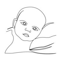 Continuous line drawing of Cute little baby vector illustration design.