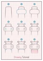 How to Draw a Hippopotamus. Step by Step Drawing Tutorial. Draw Guide. Simple Instruction for Kids and Adults vector