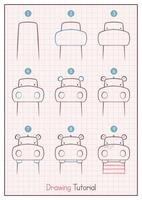 How to Draw a Hippopotamus. Step by Step Drawing Tutorial. Draw Guide. Simple Instruction for Kids and Adults vector