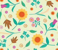 Seamless Pattern of Colorful Flowers Blooming for Floral Motif Pattern Concept Background vector