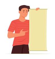 Man Holding Blank Vertical Banner for Copy Space Concept Illustration vector