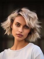 AI generated Close Up of Person With Short Hair photo