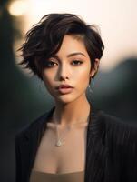 AI generated Professional Woman Posing in Suit and Earrings photo