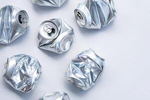 Aluminum drinking cans sorting for recycle. photo