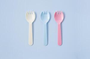 Set of colourful small forks for kids. photo