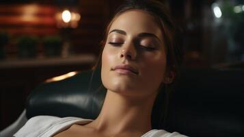 AI generated Woman Laying Down With Eyes Closed photo