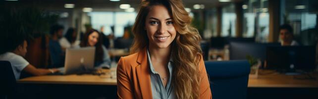 AI generated Woman Working at Office Desk photo