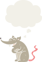 cartoon rat with thought bubble in retro style png