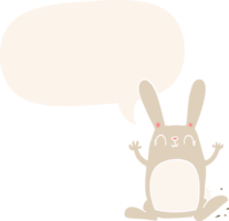 dessin animé lapin avec discours bulle dans rétro style png