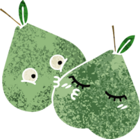 retro illustration style cartoon of a green pear png