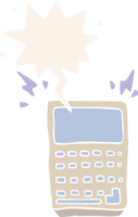 cartoon calculator with speech bubble in retro style png