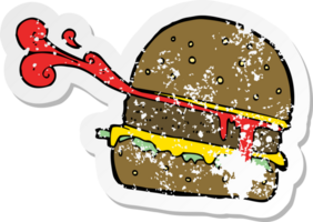 pegatina retro angustiada de una hamburguesa de dibujos animados png