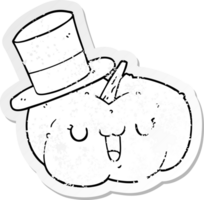 distressed sticker of a cartoon pumpkin wearing hat png