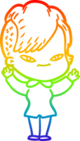 regenboog helling lijn tekening van een schattig tekenfilm meisje met hipster kapsel png