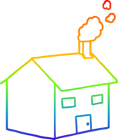 rainbow gradient line drawing of a cartoon house png