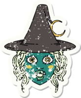 Retro Tattoo Style half orc witch character face png