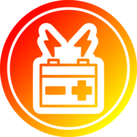 batterie circulaire icône avec chaud pente terminer png