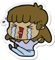 sticker of a cartoon woman in tears png