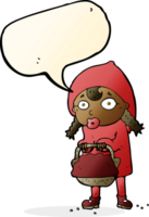 dessin animé du petit chaperon rouge avec bulle de dialogue png