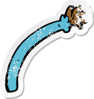 retro distressed sticker of a cartoon arm png