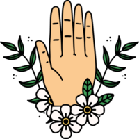 tattoo in traditional style of a hand and flower png