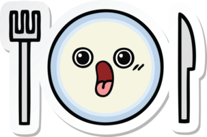 sticker of a cute cartoon dinner plate png