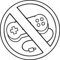 line drawing cartoon of a no gaming allowed sign png