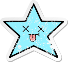 distressed sticker of a cute cartoon star fish png