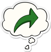 cartoon pointing arrow with thought bubble as a printed sticker png