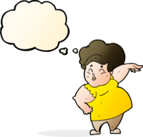 cartoon happy overweight lady with thought bubble png