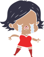 flat color style cartoon girl crying and pointing png