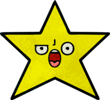 retro grunge texture cartoon of a gold star png