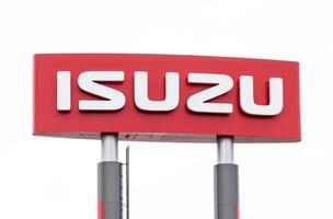 Nonthaburi Thailand 7 March 2024 Logo Isuzu on pole billboard photo