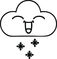 line drawing cartoon of a snow cloud png