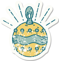 worn old sticker of a tattoo style christmas ornament png