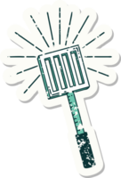 worn old sticker of a tattoo style kitchen spatula png