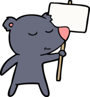 bear cartoon chraracter with protest sign png