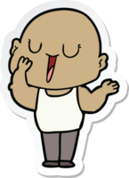 sticker of a happy cartoon bald man yawning png