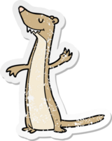 distressed sticker of a cartoon weasel png