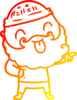 warm gradient line drawing of a man with beard sticking out tongue png
