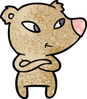 urso bonito dos desenhos animados com braços cruzados png