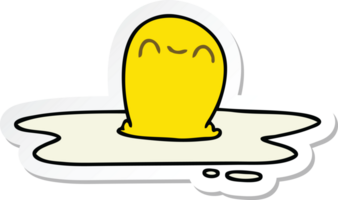 sticker of a quirky hand drawn cartoon fried egg png